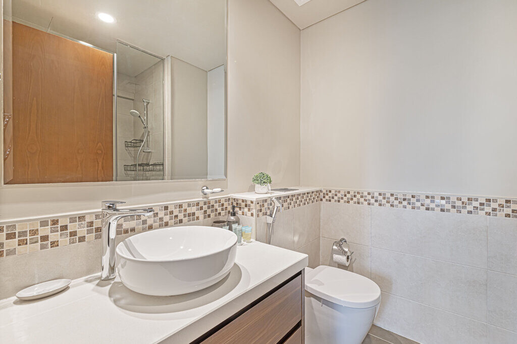 Bathroom with vessel sink